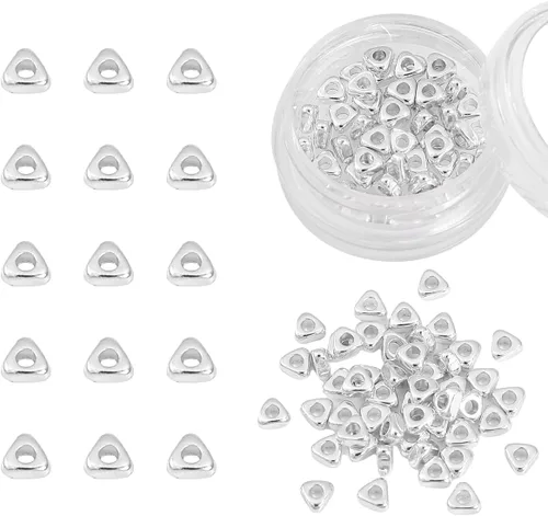 Vista 11 de BEADIA Cuentas espaciadoras triangulares chapadas en oro de 14 quilates, 0.098 x 0.059 in, 50 unidades para hacer joyas, no se deslustran