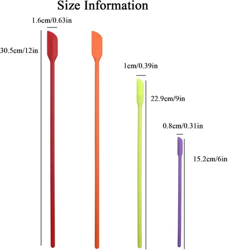 Vista 7 de Espátula de belleza 4 piezas de espátula de maquillaje mini silicona para cosméticos y cocina - 3 tamaños