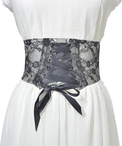 Vista 4 de Cinturones para niños y mujeres, corsé con cordones, cinturón de cintura sin tirantes, corsé debajo del busto, bustier de malla transparente