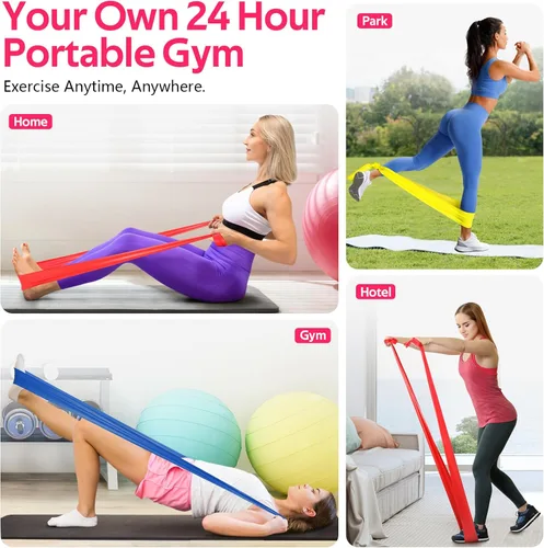 Vista 5 de Bandas de resistencia para entrenamiento, bandas de ejercicio para terapia física, estiramiento, recuperación, pilates, rehabilitación