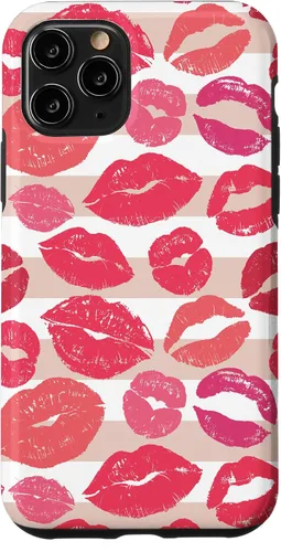 Vista 26 de iPhone 16 - Funda con diseño de beso y lápiz labial rosa