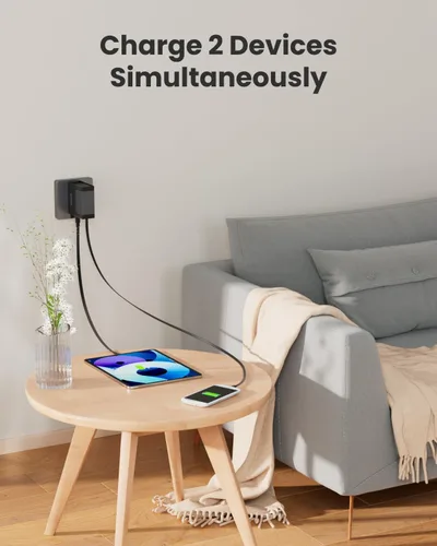 Vista 8 de Gitryin Cargador micro USB portátil, cargador de pared retráctil con cable de carga de 33.5 pulgadas, bloque de carga rápida de 40 W con puerto USB