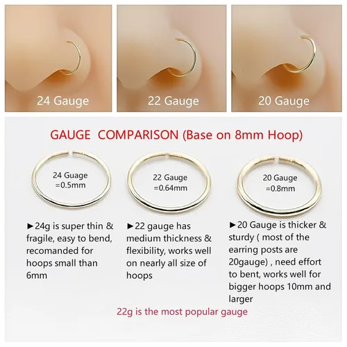 Vista 5 de Small Gold Nose Ring Hoop for Women, Tiny Thin 14k Gold Filled Nose Piercing Hoop Jewelry 7mm 22G