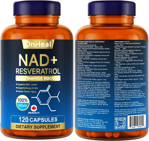 Vista 8 de Resveratrol Suplemento para energía y piel - Refuerzo antienvejecimiento con resveratrol - Apoya la salud celular y la concentración - 120 cápsulas