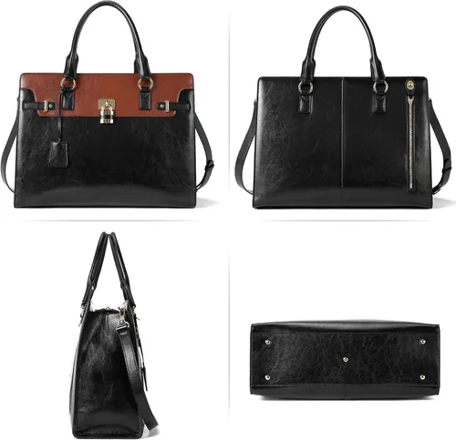 Vista 4 de BOSTANTEN Maletín para mujer, bolso de cuero para laptop, cartera de cuero para mujer