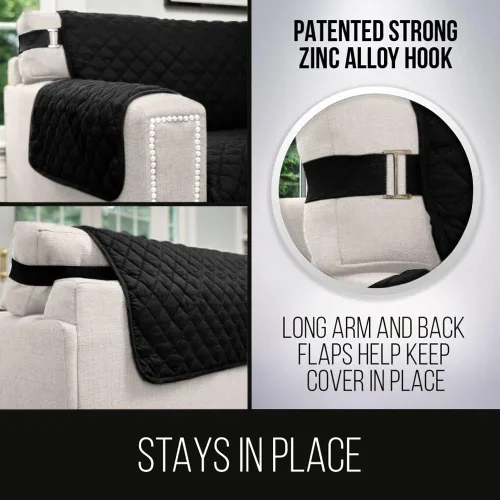 Vista 4 de Sofa Shield - Funda para sofá Loveseat con correa patentada, protector de cojín, funda reversible diseñada en EE. UU. resistente a manchas