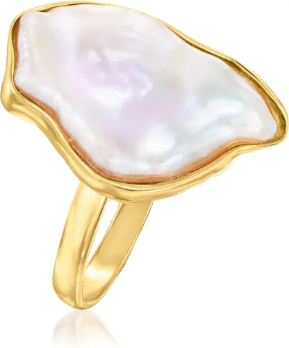 Vista 3 de Ross-Simons 20x16mm Cultured Baroque Keshi Pearl Ring in 18kt Gold Over Sterling
