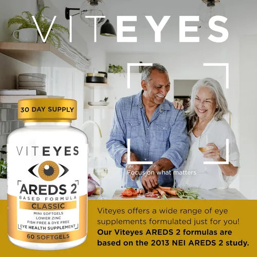 Vista 2 de Viteyes AREDS 2 Fórmula Clásica de Salud Macular en Cápsulas Blandas, Vitamina para la Salud Ocular y Protección de la Visión, Bajo en Zinc