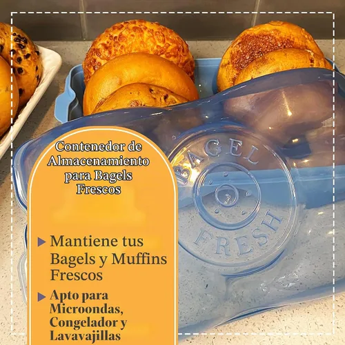Vista 2 de Touch Up Cup Bagel Fresh Holder - Contenedor de almacenamiento de pan, hermético y reutilizable, sin BPA, como se ve en los productos Shark Tank