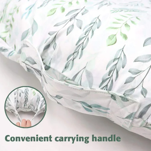 Vista 2 de Transforma la almohada para tumbona y lactancia de tu bebé con nuestras elegantes fundas de hojas verdes, suaves, duraderas y fáciles de limpiar