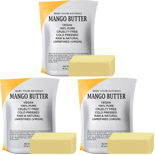 Vista 8 de Mary Tylor Naturals Mantequilla de mango 1 libra, prensada en frío, sin refinar, mantequilla de mango pura cruda