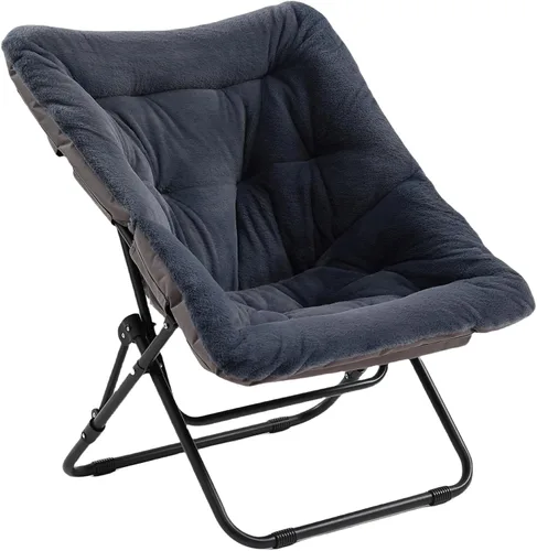 Vista 14 de Cómoda silla plegada, silla plegable de gran tamaño de piel sintética suave, silla flexible para adultos y niños, silla lunar con marco de metal
