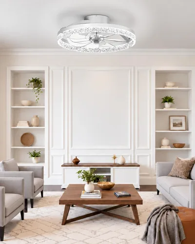 Vista 10 de Ventiladores de techo de 18 pulgadas con luces y control remoto Marfil