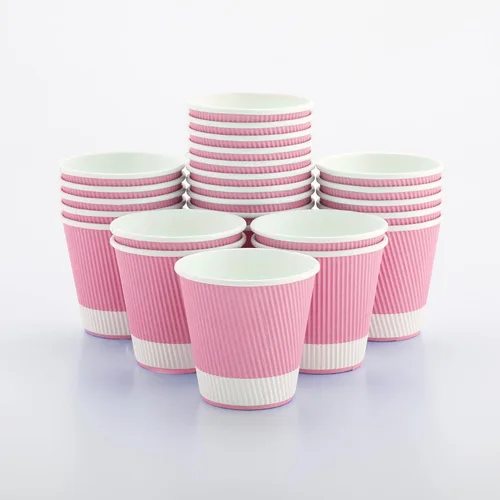 Vista 11 de 500 unidades de tazas desechables negras de 4 onzas para bebidas calientes con diseño de pared ondulada: no necesita mangas - Perfectas