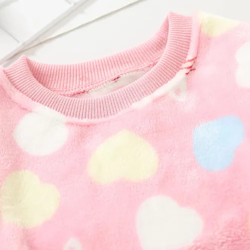 Vista 4 de ZHICHUANG Ropa de invierno de manga larga con estampado de dibujos animados de vellón para el hogar 2 piezas ropa cálida de invierno