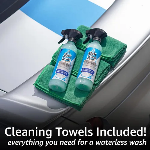 Vista 5 de Rev Auto Kit de lavado de coche sin agua – Limpia vehículos sin fuente de agua/incluye dos limpiador en aerosol de lavado sin agua de 16 onzas