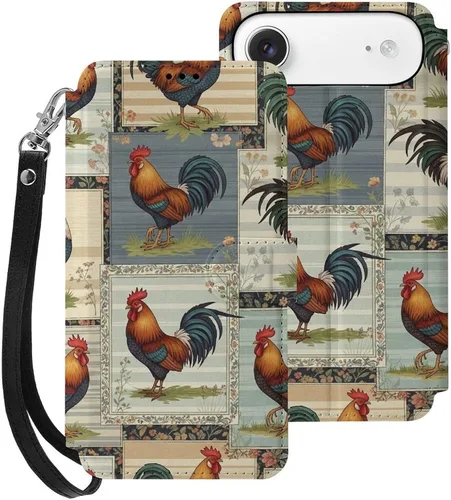 Vista 12 de SWEET TANG Compatible with iPhone 17 Pro Wallet Case Women PU Leather Shockproof Protective Folio Flip Cover (Chicken Chickens)