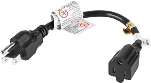 Vista 4 de VSEER Cable de extensión resistente de 1 pie 1875 W 15 A, protector de salida de 3 puntas, 14 AWG, cable de extensión de alimentación corto, negro