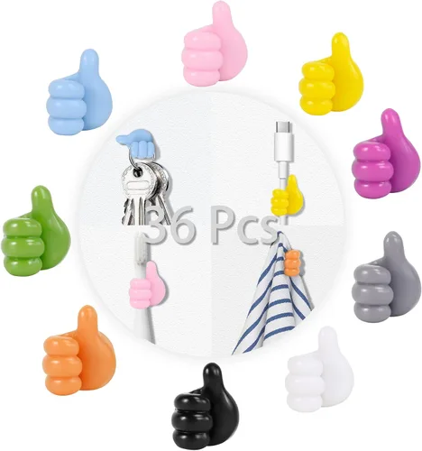 Vista 10 de CERETIA 18 ganchos de silicona autoadhesivos para el pulgar, ganchos de pared multifuncionales para clip de cable, soporte para llaves, ganchos