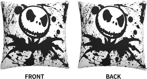 Vista 3 de Melillah Skellington - Funda de almohada de Navidad de 18 x 18 pulgadas, diseño de doble cara, funda de almohada decorativa para automóvil, sofá
