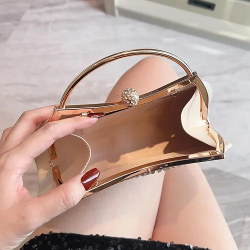 Vista 5 de Bolsos de mano para mujer, bolsos de noche con correa de cadena desmontable para cóctel, fiesta, boda con plisado