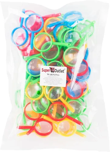 Vista 6 de Super Z Outlet Mini lupas de 2 pulgadas con bolsillo de plástico para niños, detective, explorador, manualidades, recuerdos coloridos para fiestas