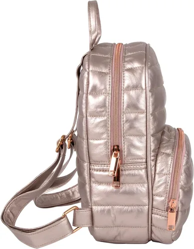 Vista 5 de Jessica Simpson Mini mochila acolchada para mujer, para el trabajo, la recreación, los desplazamientos y los viajes, Acolchado metálico