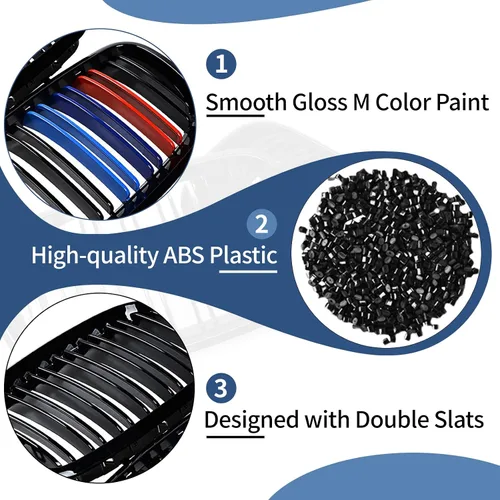 Vista 4 de X5 E70 - Rejilla de riñón de color negro brillante M para BMW X5 E70 X6 E71 2007-2014 (láminas dobles de color M)