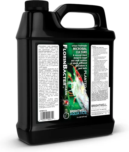Vista 8 de Brightwell Aquatics FlorinBacter Clean (seguro para camarones), mezcla única de cultivo y enzimas de agua dulce diseñada para apuntar y limpiar