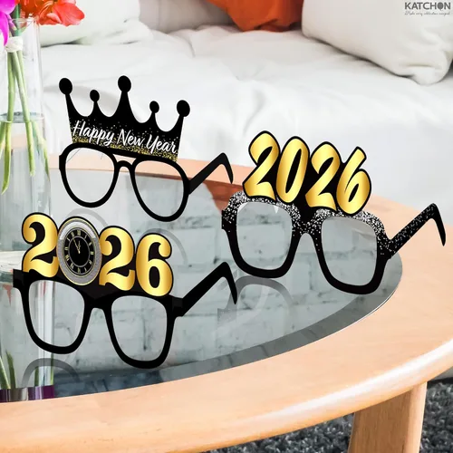 Vista 3 de KatchOn, Gafas de Año Nuevo 2026 – Paquete de 12 Lentes de feliz año nuevo 2026 para suministros de fiesta de Año Nuevo 2026 Gafas de fiesta NYE