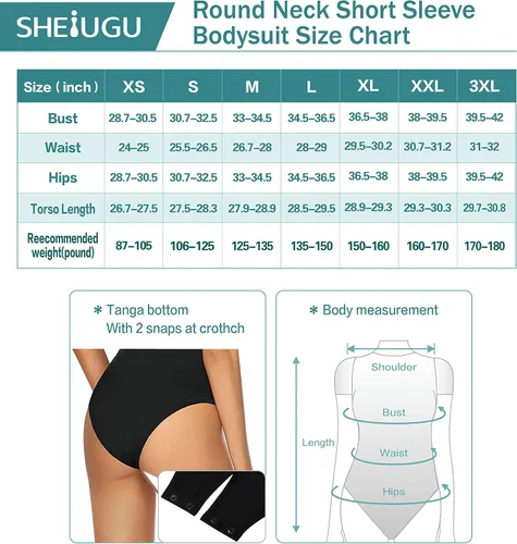 Vista 6 de SHEIUGU Women's Crew Neck Short Sleeve Slim Fit T Shirts tops Basic Bodysuit Leotard Clothing