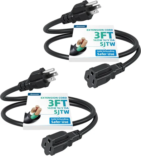 Vista 17 de DEWENWILS Cable de extensión corto, cable de alimentación SJTW de 1 pie, cable de extensión SJTW de 16 AWG resistente a la intemperie