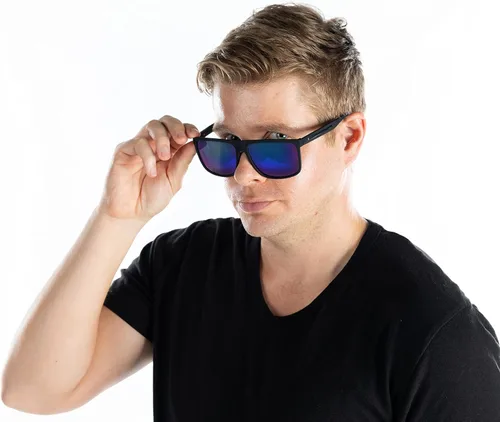 Vista 4 de Funky Junque Gafas de sol para hombre, pesca, golf, retro, vintage, cuadrado, rectángulo, deporte, espejo, protección UV, sombras