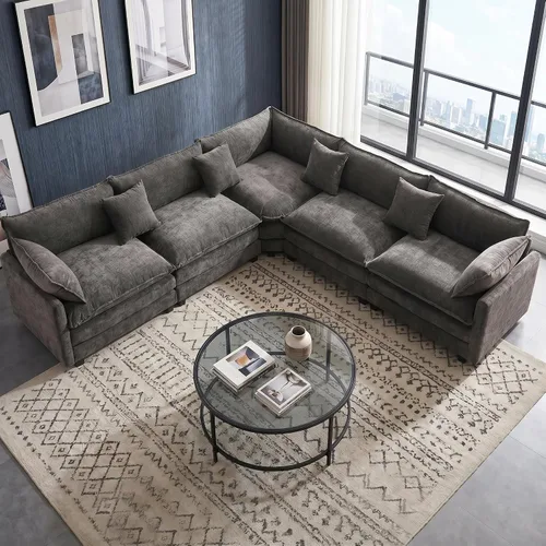 Vista 22 de Juego de sofá de felpilla Cloud de 77 pulgadas con almohadas, sofá biplaza de asiento profundo para apartamentos, ahorro de espacio de 2 plazas