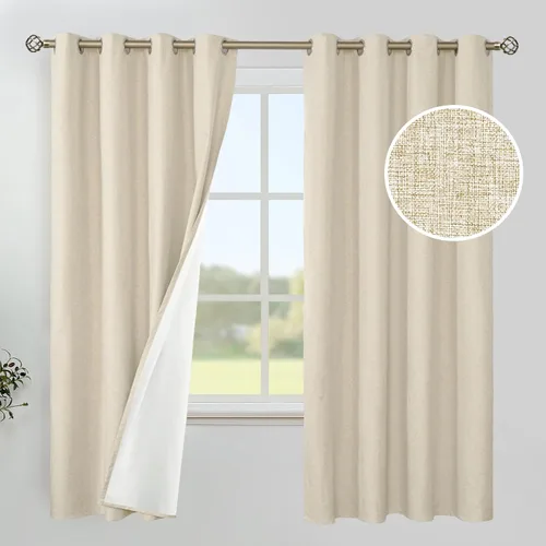 Vista 39 de YoungsTex - Cortinas 100% opacas para dormitorio, con aislamiento térmico y ojales, cortinas oscuras negras con capa pesada para ventana de sala