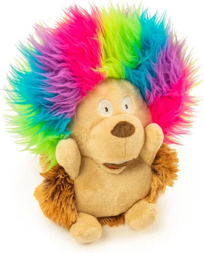 Vista 9 de goDog Crazy Hairs León Juguete de Perro de Peluche Silencioso, Tecnología de Guardia de Masticado - Marrón Claro, Pequeño Tan Lion (pelos locos)