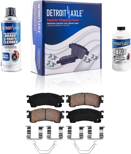 Vista 77 de Detroit Axle - Pastillas de freno para Ford F-150 99-03, 02 Lincoln Blackwood, Pastillas de freno de cerámica delanteras y traseras con repuesto