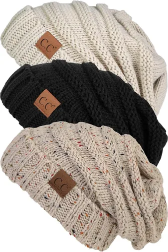 Vista 128 de Funky Junque Gorro de moda de punto trenzado de talla extragrande, grueso, abrigado, suave y holgado