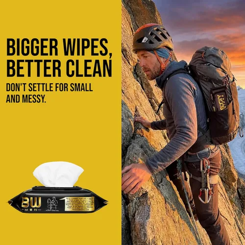 Vista 3 de BOOTY WIPES 80 toallitas desechables para hombres y mujeres, toallitas para adultos, infundidas con vitamina E y aloe, toallas húmedas extra
