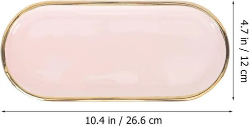 Vista 2 de LUOZZY Bandeja decorativa de cerámica, organizador de almacenamiento para mostrador de joyas, bandeja de joyería de alta calidad, elegante plato