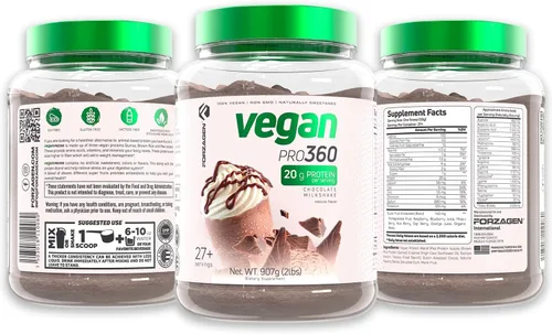 Vista 2 de Forzagen Proteína Vegana 360 2 Libras 27 Porciones, Proteína a Base de Plantas Extraída de Quinua, Arroz Integral y Proteína Aislada de Guisante