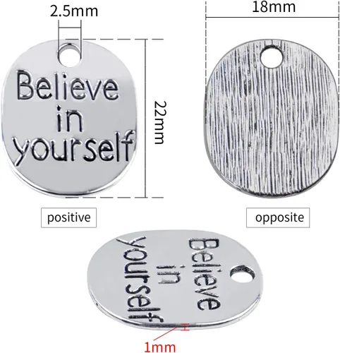 Vista 3 de Aylifu Dijes inspiradores con palabras, 30 piezas de colgantes de letras grabadas con mensaje grabado, cuentas de suministros de manualidades