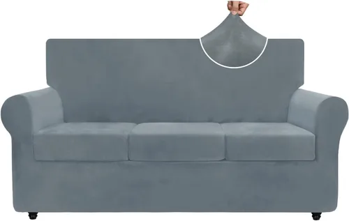 Vista 80 de ZNSAYOTX Fundas elásticas para silla de terciopelo de lujo con brazo, 2 piezas, para sala de estar, funda gruesa y suave, antideslizante, protector
