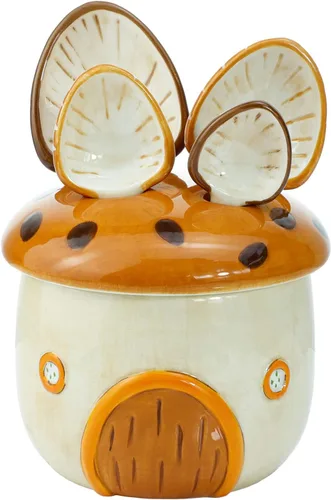 Vista 11 de Sizikato 4 piezas de cucharas medidoras de porcelana con base, lindas cucharas de abeja de cerámica y taza de panal