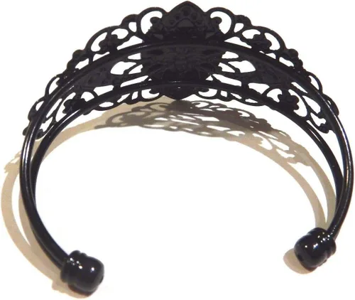Vista 4 de Brazalete de filigrana de sirena de metal negro con diseño de sirena, color verde azulado, color marfil, Metal Metal pintura resina sintética