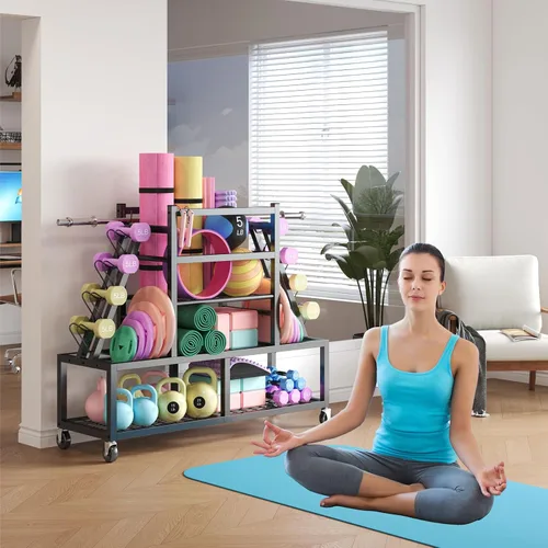 Vista 6 de HavenlyYouth Estante de pesas para mancuernas, estante grande para mancuernas para almacenamiento de gimnasio en casa, organizador de almacenamiento