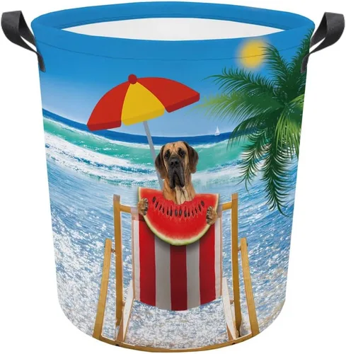 Vista 17 de Cesta plegable con estampado de perro, lindo Cavalier King Charles Spaniel Sandía con asa, caja de juguetes, bolsa de almacenamiento