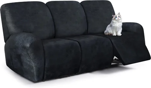 Vista 89 de ANARACHON Fundas para sillas reclinables con aspecto de cuero, funda elástica de 4 piezas, funda suave para silla reclinable, protector de muebles