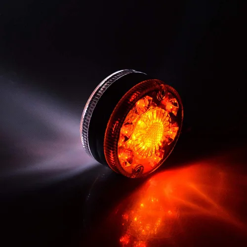 Vista 3 de Astra Depot 2 piezas de luz de cara doble de 3" redondas, 24 LED, color rojo, ámbar y blanco, para remolque de camión semi, tractor, vehículo largo