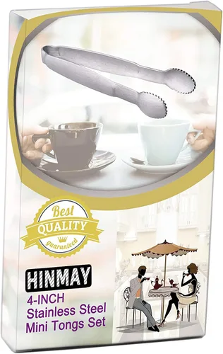 Vista 7 de HINMAY Pinzas para azúcar de 10,16 cm, mini pinzas para servir, acero inoxidable, pinzas para aperitivos, juego de 4 Plata de 4 pulgadas